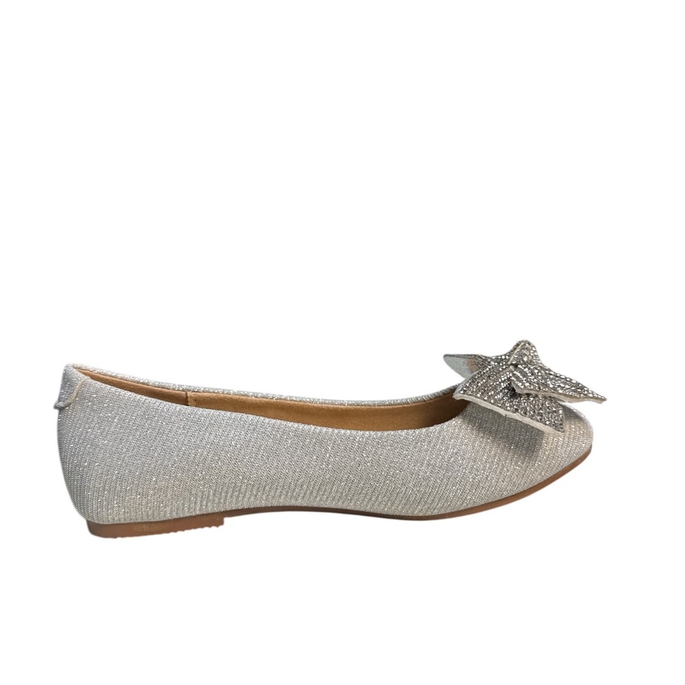Lauren Lorraine Shimmer Bow Flats Ginger K Silver Kids Dress‎ Shoes Size 11 NWT